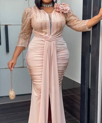 White Embellished Ruched Draped Maxi Dress for Engagement Ceremony Wedding Guest Anniversary Dinner Cocktail Photoshoot