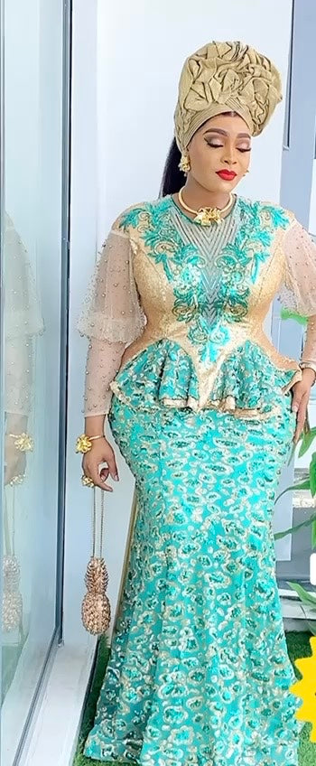 Sequin Embellished Peplum Maxi Dress