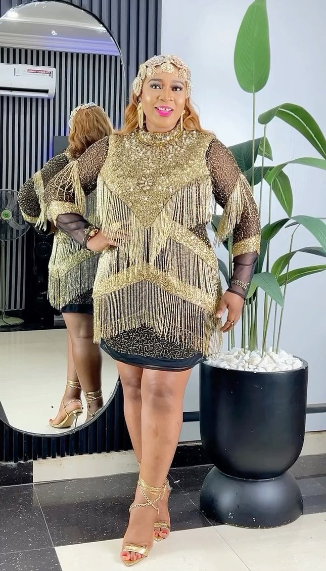 Fringe Crystal-Embellished Party Dress | Birthday Anniversary Wedding Guest