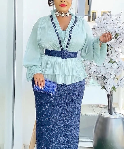 Ruffle Beaded Embellished Dress | Mother of The Bride Wedding Guest Fashion Celebration Graduation
