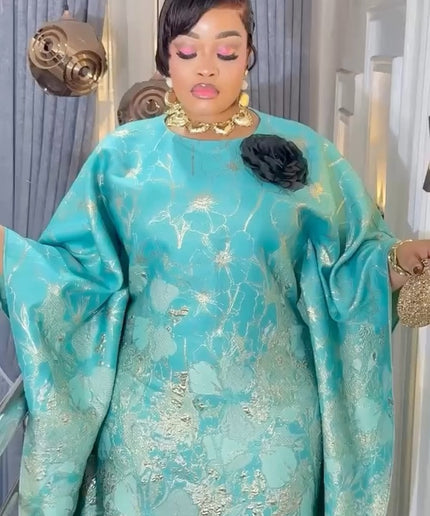 Green Metallic Brocade African Bubu Gown for Wedding Guest Dress Mother of The Bride Anniversary Birthday Party