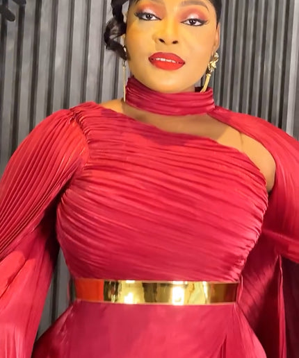 Asymmetric Pleated Draped Maxi Dress - Birthday Photoshoot Cocktail Dinner Wedding Guest Party