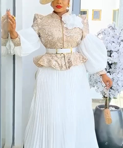 Bishop Sleeve Blouse and Pleated Skirt | Wedding Guest Birthday Party Gala