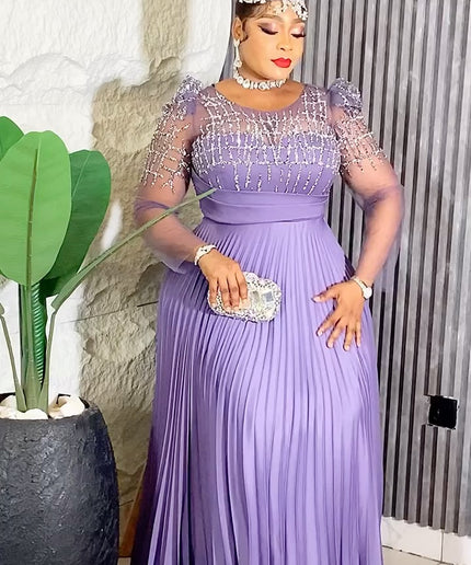 Pleated Embellished Maxi Dress | Wedding Guest Mother of The Bride Gala Birthday Party