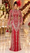 Long / Silver + Red / US Size 14 - Large