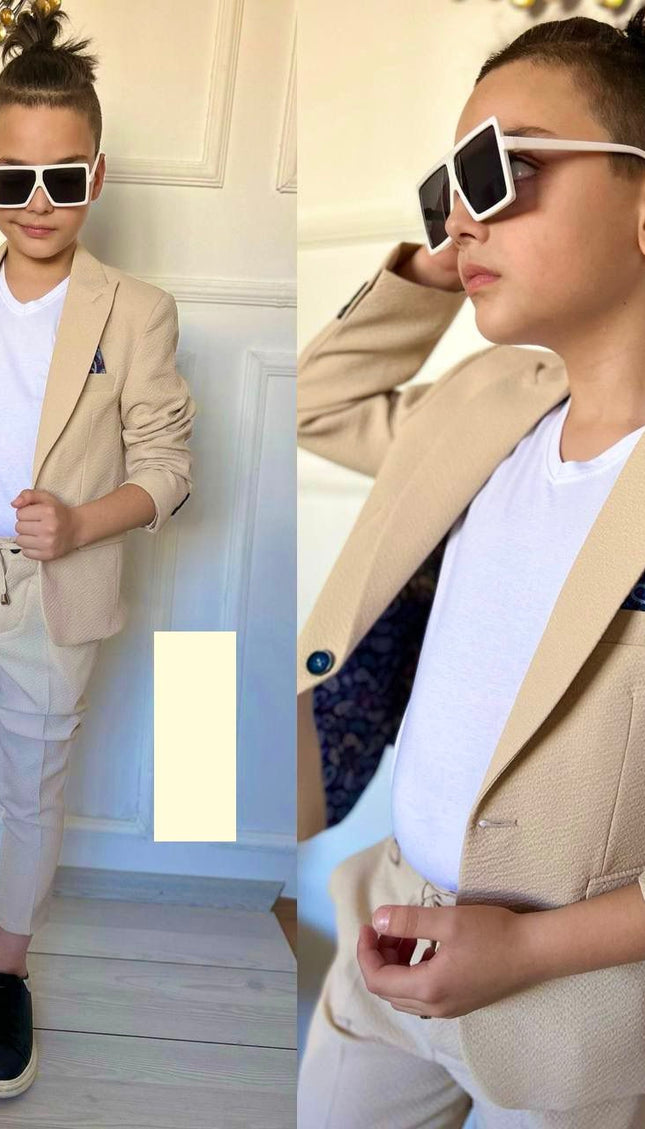 Boys' Slim-Fit Suit 3 Piece Blazer Shirt Pants - Wedding Party Birthday Graduation
