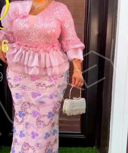 Sequin-Embellished Peplum Maxi Dress | Mother of The Groom Wedding Guest Anniversary