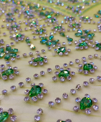 Sparkly Swarovski Crystal Hand Beaded Fabric Dressmaking Wedding Dress Bridal Reception Evening Gown Pageant Birthday Party Prom Dress