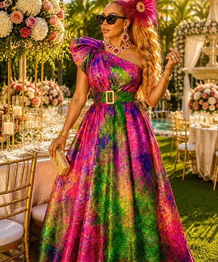 "The Grand Entrance" Purple Off-The-Shoulder A-Line Maxi Dress for Wedding Guest Cocktail Reception Mother of The Bride Birthday Dinner Party Outfit