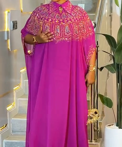 Black Kaftan Embellished Dress 2-Piece Outfit Set - African Wedding Guest Attire Engagement Ceremony