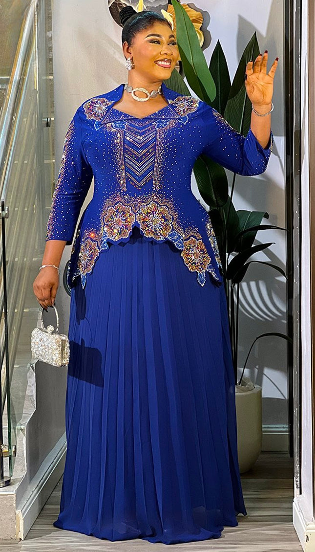 White Rhinestone Embellished Pleated Maxi Dress: Wedding Guest Birthday Party Mother of The Bride Dinner