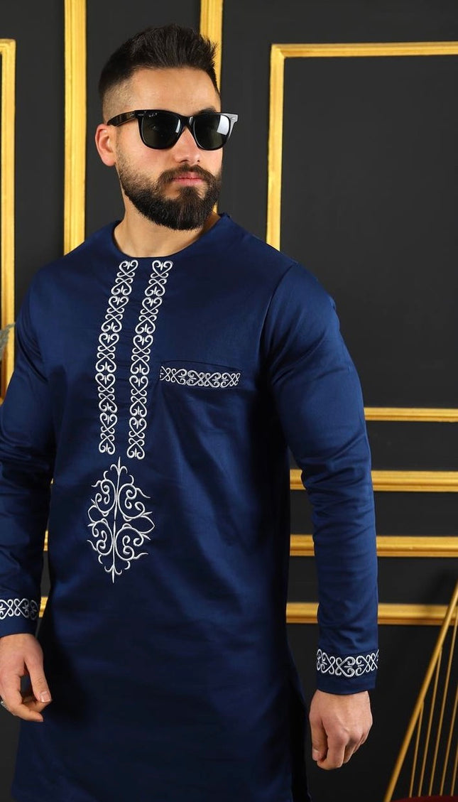 African Men's Clothing Embroidered Shirt Pants Cotton