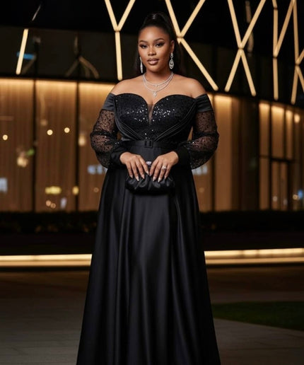 White Off-The-Shoulder Sequin Maxi Gown for Anniversary Cocktail Dinner Civil Formal Wedding Dress Bridal Photoshoot Mother of The Bride