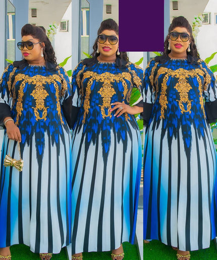 Crystal Embellished Kaftan Maxi Dress with Ruffle Sleeves