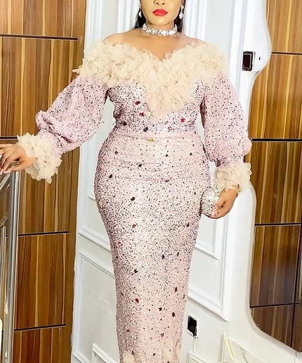 Off-Shoulder Embellished Ruffle Maxi Dress | Anniversary Pageant Wedding Guest Gala