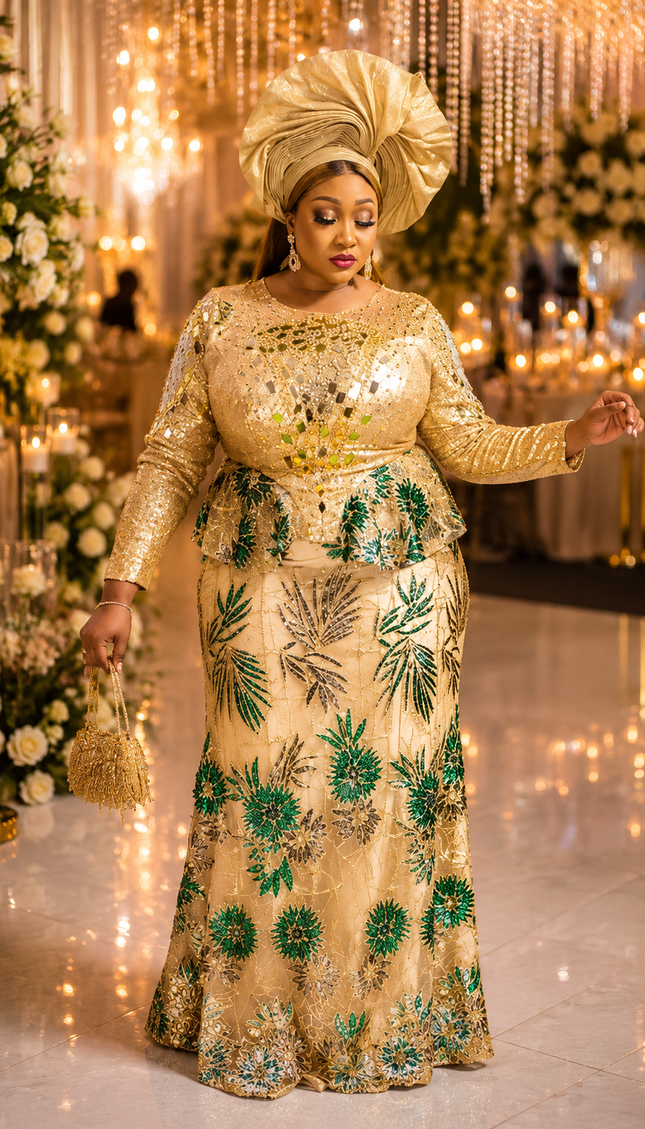 Plus Size Glamorous Gold Sequin Peplum Mermaid Dress for Mother of The Groom Wedding Guest Birthday Party