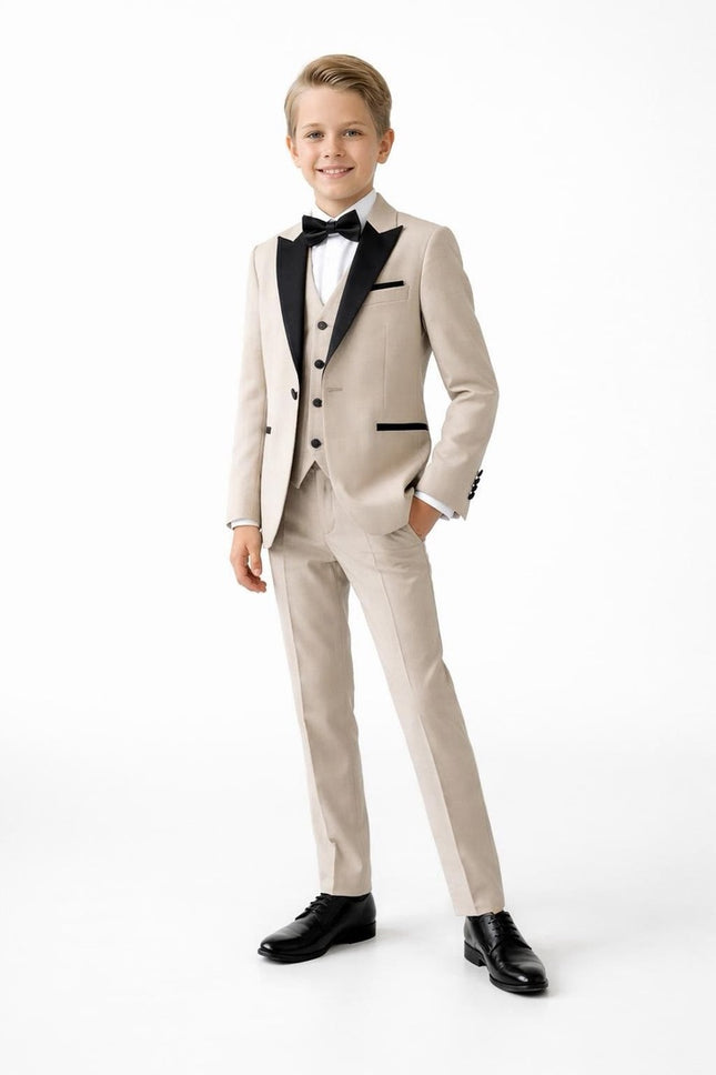 Boys' Burgundy Slim Fit Tuxedo Suit, 5-Piece Set: Wedding Ring Bearer Outfit Communion Graduation Birthday Photoshoot Formal Special Occasion