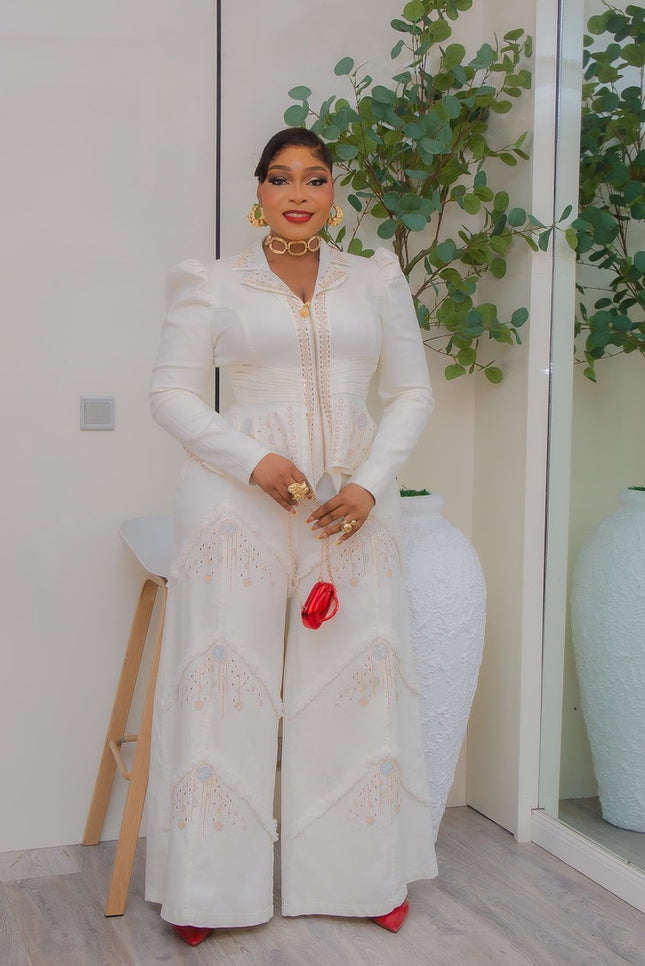 Indigo Denim & Diamonds 2-Piece Set, Birthday Party Stretch Jeans Outfit Photoshoot Ladies Night Dinner Concert Casual Wear