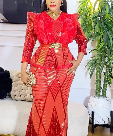 Pleated Sequin Party Dress | Wedding Guest Mother of The Bride Birthday Gala