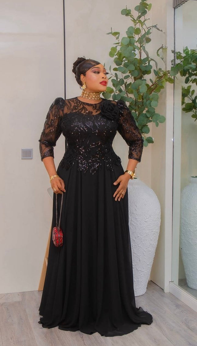 Red Sequin Embellished A-Line Dress: Wedding Guest Attire Mother of The Bride Photoshoot Birthday Party