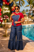 Red / 10 / 2-piece pants set
