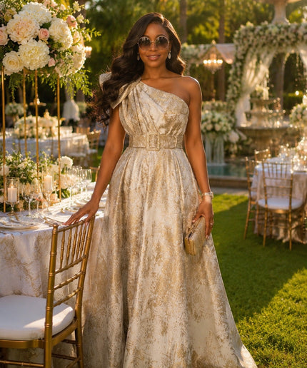 One-Shoulder Twirl A-Line Dress for Summer Wedding Guest Mother of The Bride Birthday Dinner Cocktail Party Outfit