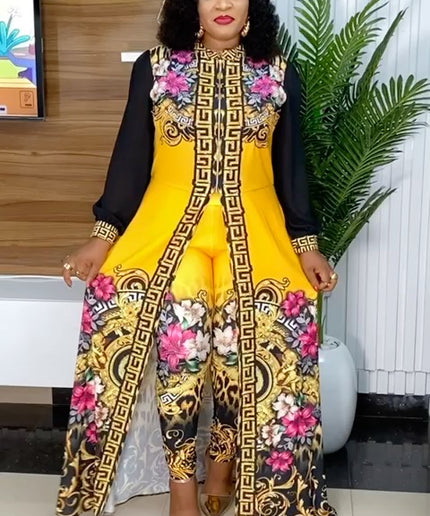 Yellow Kimono Top and Leggings Stretches