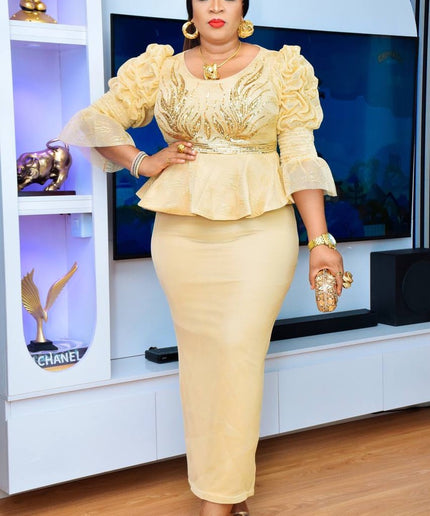 Sequin Embellished Peplum Dress | Wedding Guest Mother of The Bride