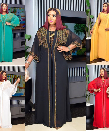 Rhinestone Kaftan with Inner Dress | Matching 2 Piece Set
