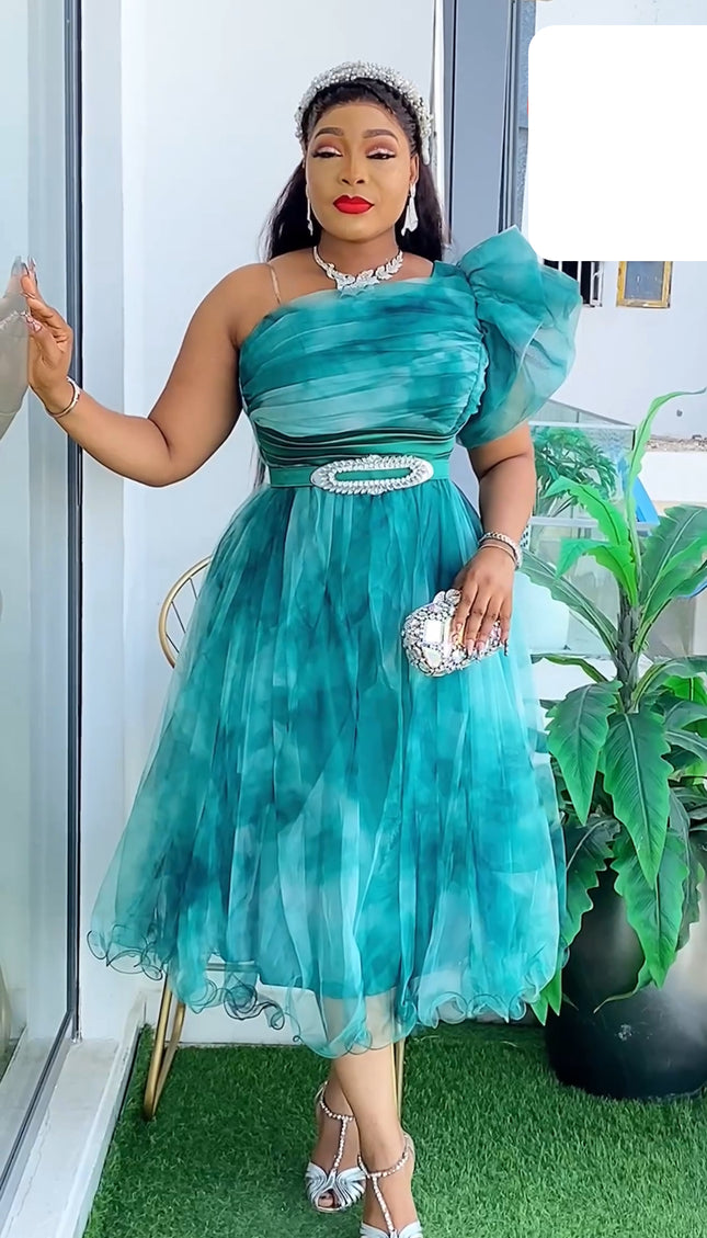One Shoulder Ruffled Dress | Wedding Guest Photoshoot Birthday Party Cocktail