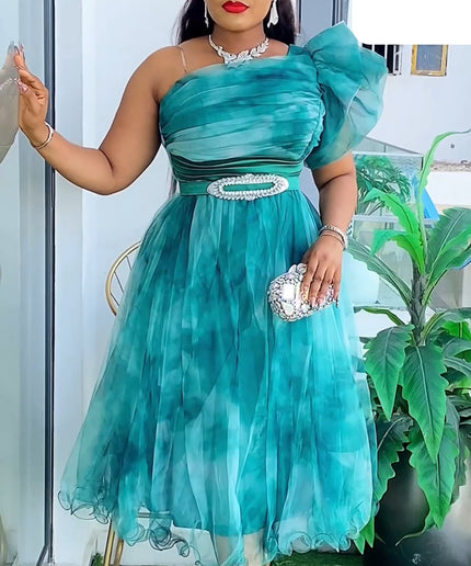 One Shoulder Ruffled Dress | Wedding Guest Photoshoot Birthday Party Cocktail