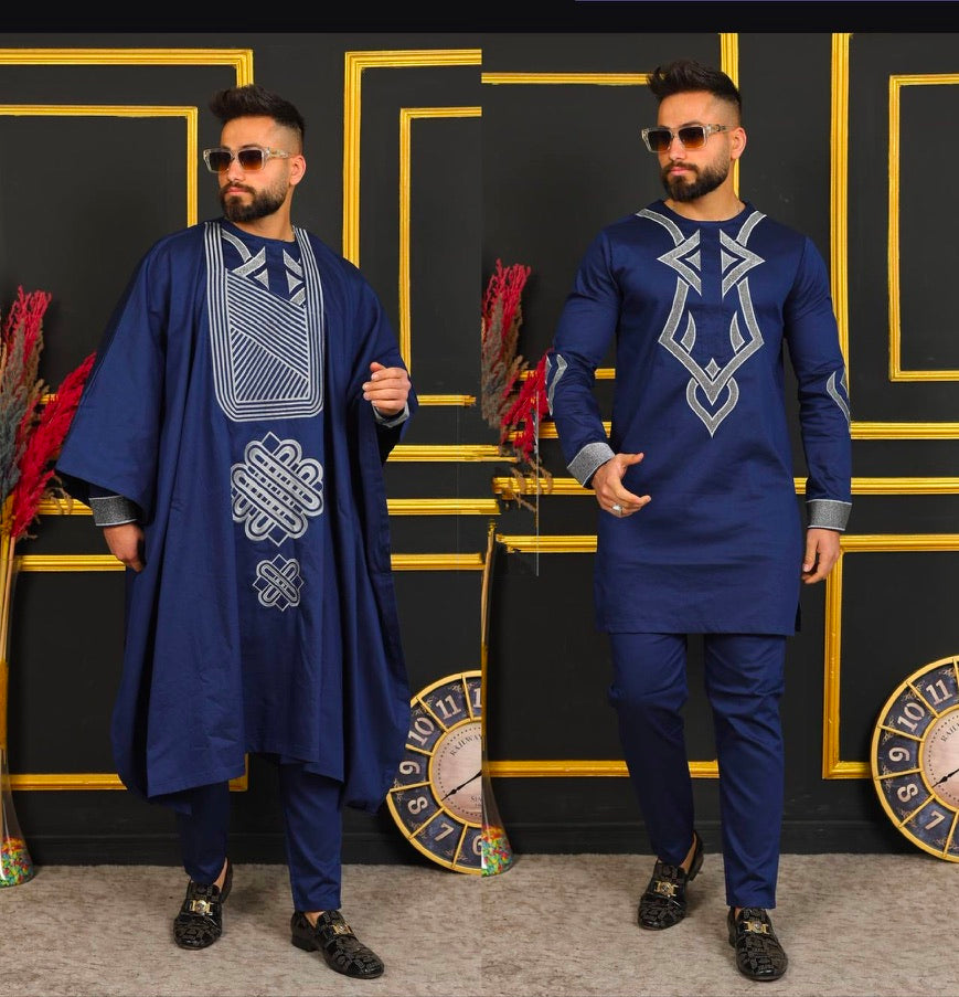 African Men Clothing Agbada Shirt Pants, Nigerian Party Outfit