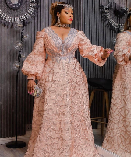 White Metallic Brocade Cold Shoulder Embellished A-Line Gown - Bridal Photoshoot Mother of The Groom or Bride Anniversary Engagement