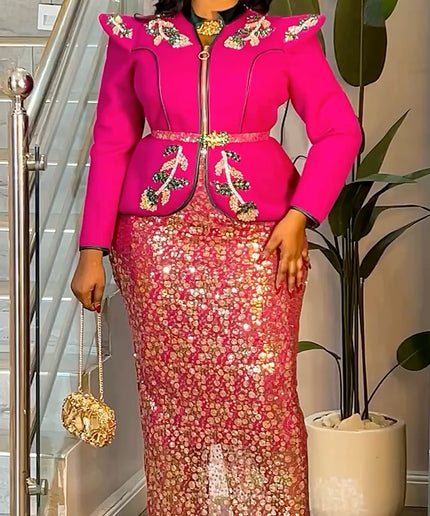 White Embellished Sequin Peplum Maxi Dress - Wedding Guest Mother of The Bride