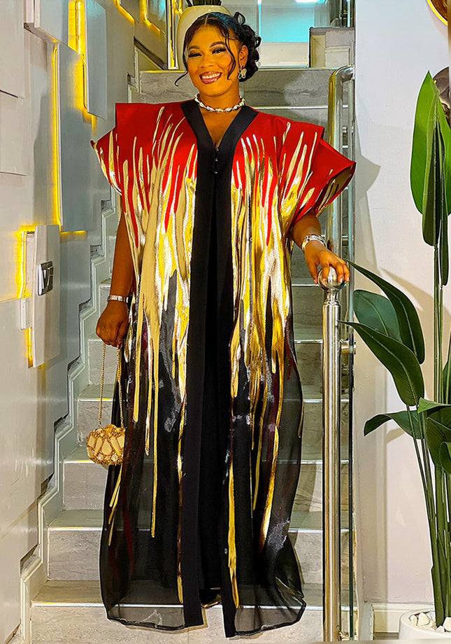 Classy Red Kaftan Dress 2-Piece Set, Mikado Metallic Brocade Bubu African Wedding Guest Attire Engagement Ceremony Birthday Party Dinner Celebrant Photos Plus Size