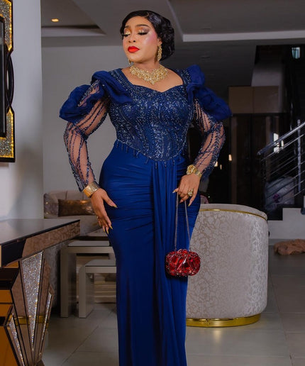 Red Beaded Ruffle Sleeve Ruched Draped Evening Dress: Mother of The Bride Wedding Guest Cocktail Party