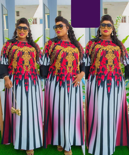 Crystal Embellished Kaftan Maxi Dress with Ruffle Sleeves