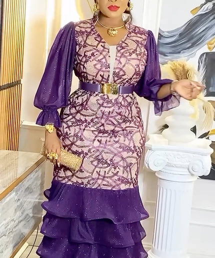 Ruffle Embroidered Maxi Dress | Anniversary Celebration Birthday Party Wedding Guest Mother of The Bride