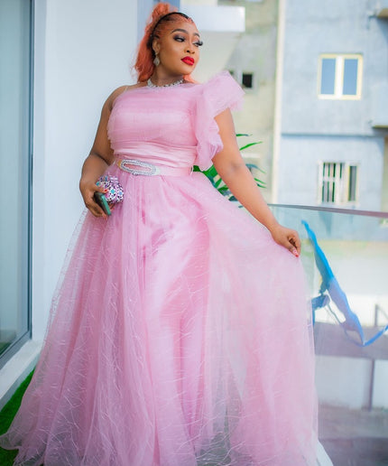 One Shoulder A-Line Gown Mother of The Bride Curvy, Summer Wedding Guest Maxi Dress, Birthday Photoshoot Bridal Reception Gala Ball Gown