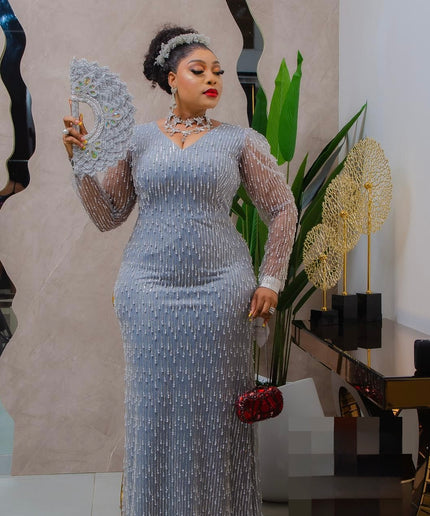 Glamorous Beaded Embellished Evening Party Gown for Wedding Guest Mother of The Bride Birthday Dinner