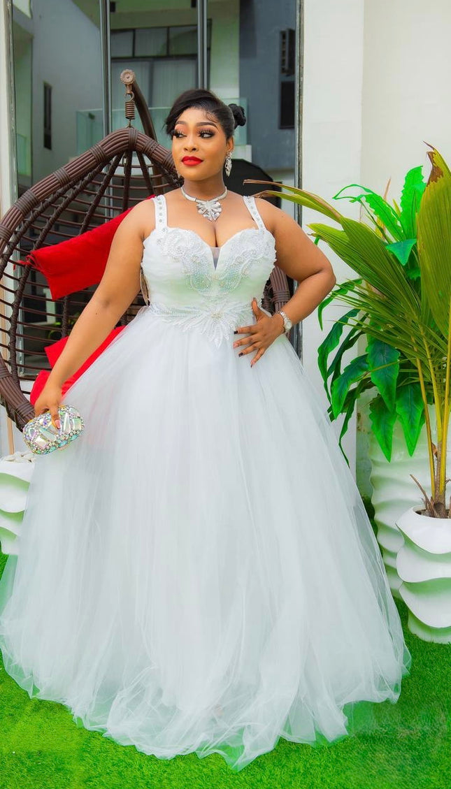 Spaghetti Strap Wedding Guest Dress White, Plus Size Mother of Bride A-Line Gown, Applique Embellished Bridal Reception Gown, Birthday Party Cocktail Anniversary Grad Gala Dinner