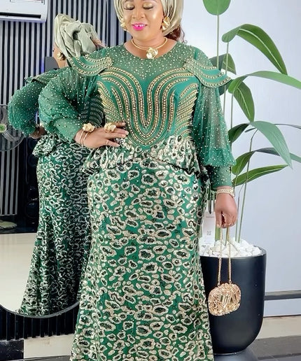 Beaded Embellished Bishop Sleeve Maxi Dress | Wedding Guest Birthday Party