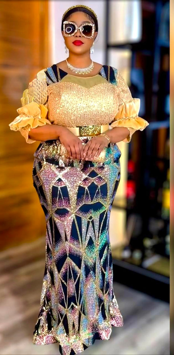 Plus Size Sequin Embellished Wedding Guest Dress Maxi Mother of The Bride Mermaid Gown - Cocktail Holiday Dinner Party Birthday Photoshoot Gala Reception