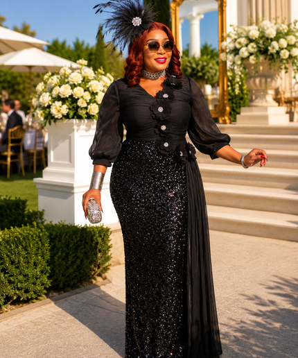 "Main Character" Purple Sequin Embellished Draped Maxi Dress: Wedding Guest Mother of The Bride Cocktail Reception Gala Church Anniversary Birthday Party