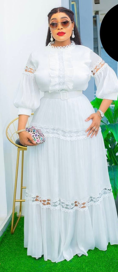 White Pleated Maxi Dress | Wedding Birthday Anniversary Celebration Party Guest