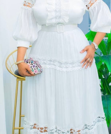 White Pleated Maxi Dress | Wedding Birthday Anniversary Celebration Party Guest