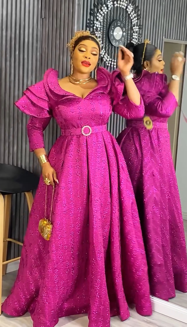 Gold Brocade Wedding Guest Dress Maxi Plus Size Mother of The Bride A-Line Gown Evening Wear Dinner Birthday Photoshoot Celebrant Worthy