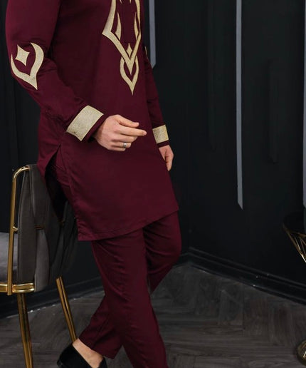 African Men's Clothing Embroidered Shirt Pants Cotton
