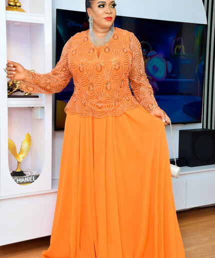 Plus Size Sequin Mother of The Bride  A-Line Gown, Wedding Guest Maxi Dress Long, Party Occasion Cocktail Birthday
