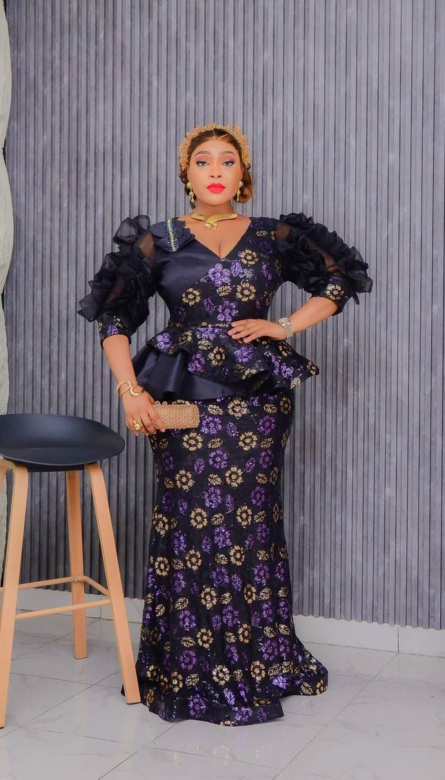 Dramatic Sleeve Peplum Mermaid Dress | Birthday Party Wedding Guest